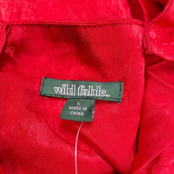 Wild Fable Red Ruffle Mini Dress With Rosette Detail & Adjustable Straps Size M - Picture 5 of 6